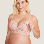 Women's Supportive Lace Nursing Bralette Gentle Rose @model_info:MOM1