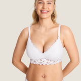 Women's Supportive Lace Nursing Bralette Snow White @model_info:MOM1