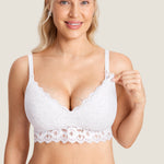 Women's Supportive Lace Nursing Bralette Snow White @model_info:MOM3