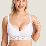 Women's Supportive Lace Nursing Bralette Snow White @model_info:MOM3