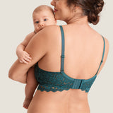 Women's Supportive Lace Nursing Bralette Spruce Green @model_info:MOM3