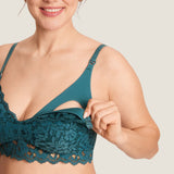 Women's Supportive Lace Nursing Bralette Spruce Green @model_info:MOM4