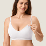 Women's Seamless Soft Knit Nursing Bra Snow White @model_info:MOM1