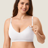 Women's Seamless Soft Knit Nursing Bra Snow White @model_info:MOM1