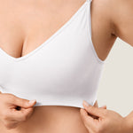 Women's Seamless Soft Knit Nursing Bra Snow White @model_info:MOM2
