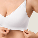 Women's Seamless Soft Knit Nursing Bra Snow White @model_info:MOM2