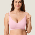 Women's Seamless Soft Knit Nursing Bra Sweet Pink @model_info:MOM1