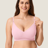 Women's Seamless Soft Knit Nursing Bra Sweet Pink @model_info:MOM1