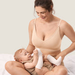 Women's Seamless Soft Knit Nursing Bra Beige @model_info:ES1