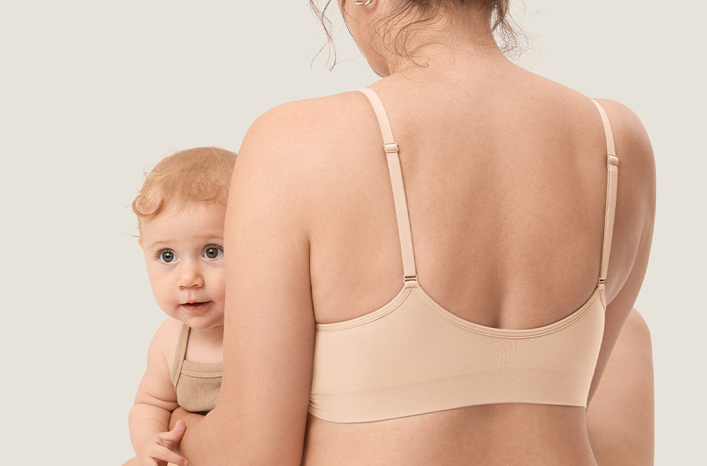 Women's Seamless Soft Knit Nursing Bra Beige @model_info:ES2