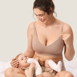 Women's Seamless Soft Knit Nursing Bra Cocoa Beige @model_info:ES4