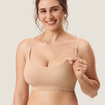 Women's Ribbed Scoop Nursing Bralette Beige 2 @model_info:ES1