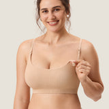 Women's Ribbed Scoop Nursing Bralette Beige 2 @model_info:ES1