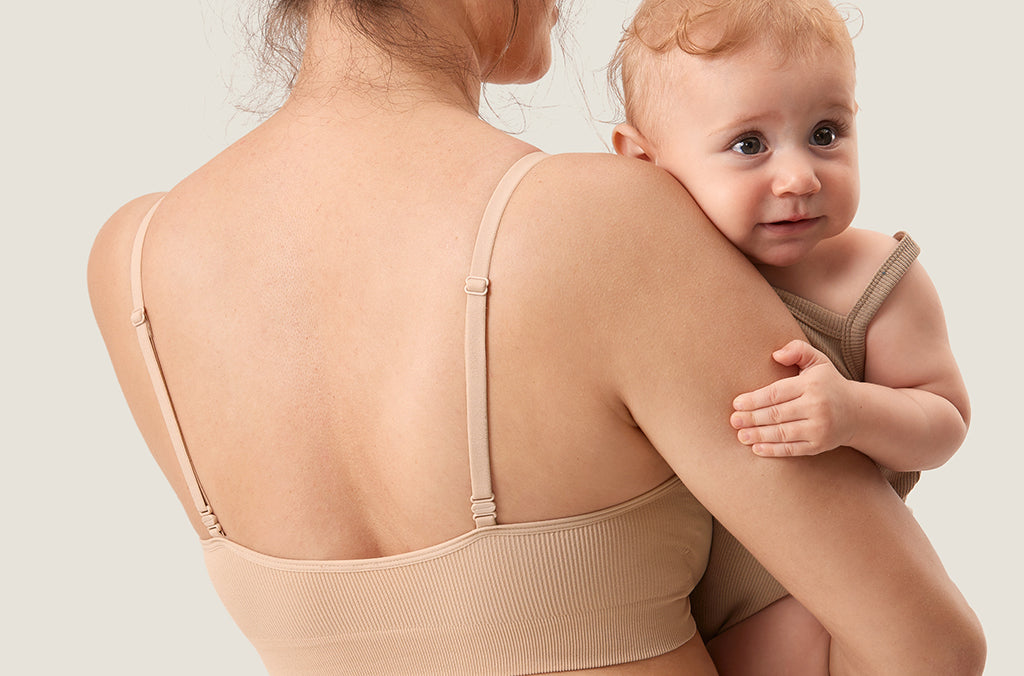 Women's Ribbed Scoop Nursing Bralette Beige 2 @model_info:ES2
