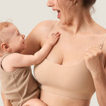 Women's Ribbed Scoop Nursing Bralette Beige 2 @model_info:ES3