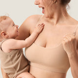 Women's Ribbed Scoop Nursing Bralette Beige 2 @model_info:ES3