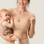 Women's Ribbed Scoop Nursing Bralette Beige 2 @model_info:ES4