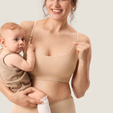 Women's Ribbed Scoop Nursing Bralette Beige 2 @model_info:ES4