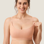 Women's Ribbed Scoop Nursing Bralette Grapefruit Orange 2 @model_info:ES1