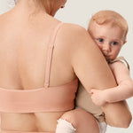 Women's Ribbed Scoop Nursing Bralette Grapefruit Orange 2 @model_info:ES2
