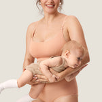 Women's Ribbed Scoop Nursing Bralette Grapefruit Orange 2 @model_info:ES4