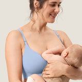 Women's Ribbed Scoop Nursing Bralette Moonlight Blue @model_info:M1