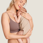 Women's Ribbed Scoop Nursing Bralette Brown Purple @model_info:N1