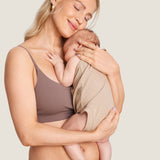 Women's Ribbed Scoop Nursing Bralette Brown Purple @model_info:N1