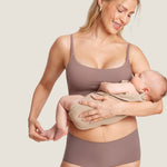 Women's Ribbed Scoop Nursing Bralette Brown Purple @model_info:N2