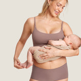 Women's Ribbed Scoop Nursing Bralette Brown Purple @model_info:N2