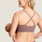 Women's Ribbed Scoop Nursing Bralette Brown Purple @model_info:N3