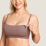 Women's Ribbed Scoop Nursing Bralette Brown Purple @model_info:N4