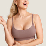 Women's Ribbed Scoop Nursing Bralette Brown Purple @model_info:N5