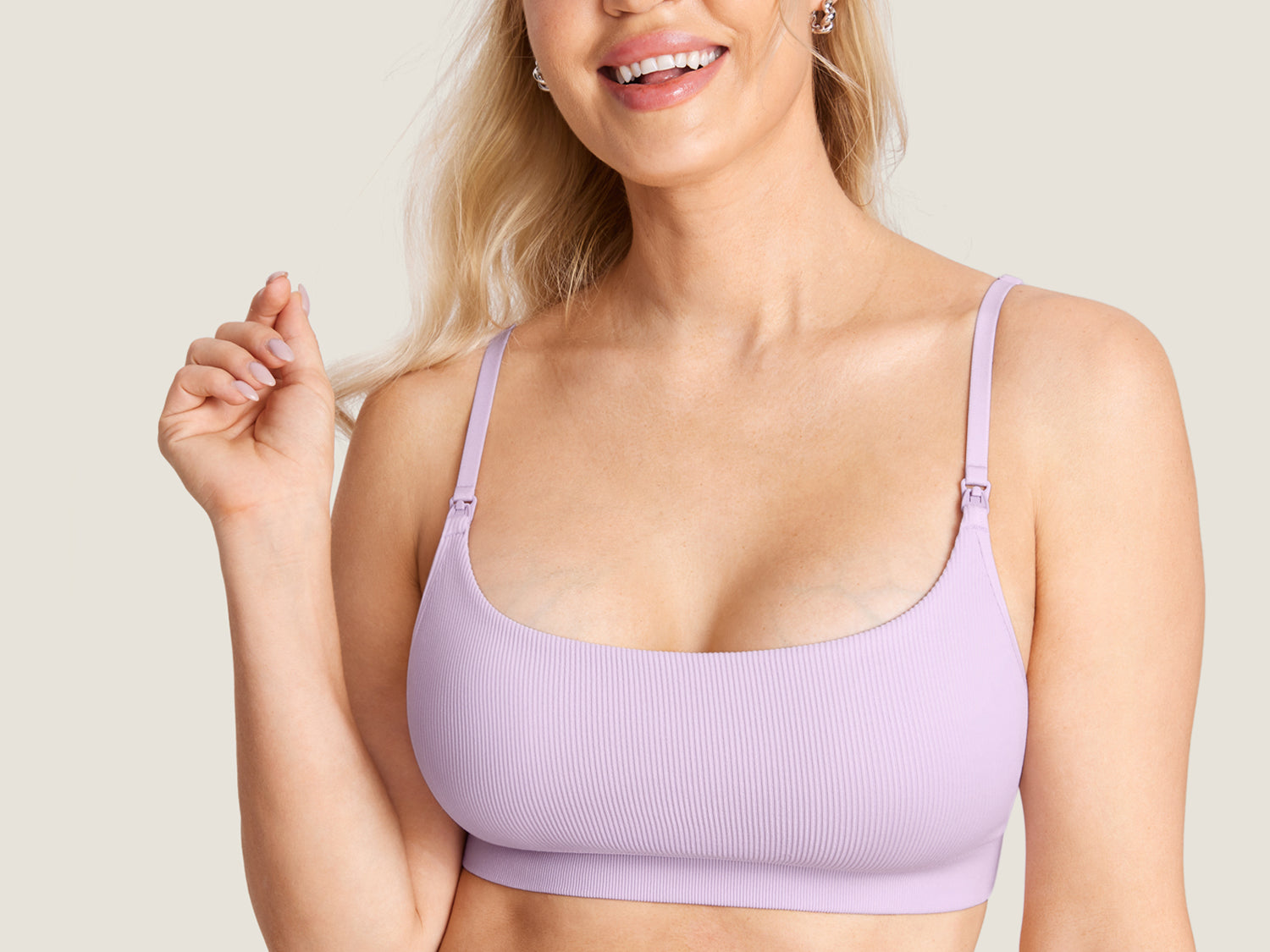 Women's Ribbed Scoop Nursing Bralette Orchid Hush @model_info:N5