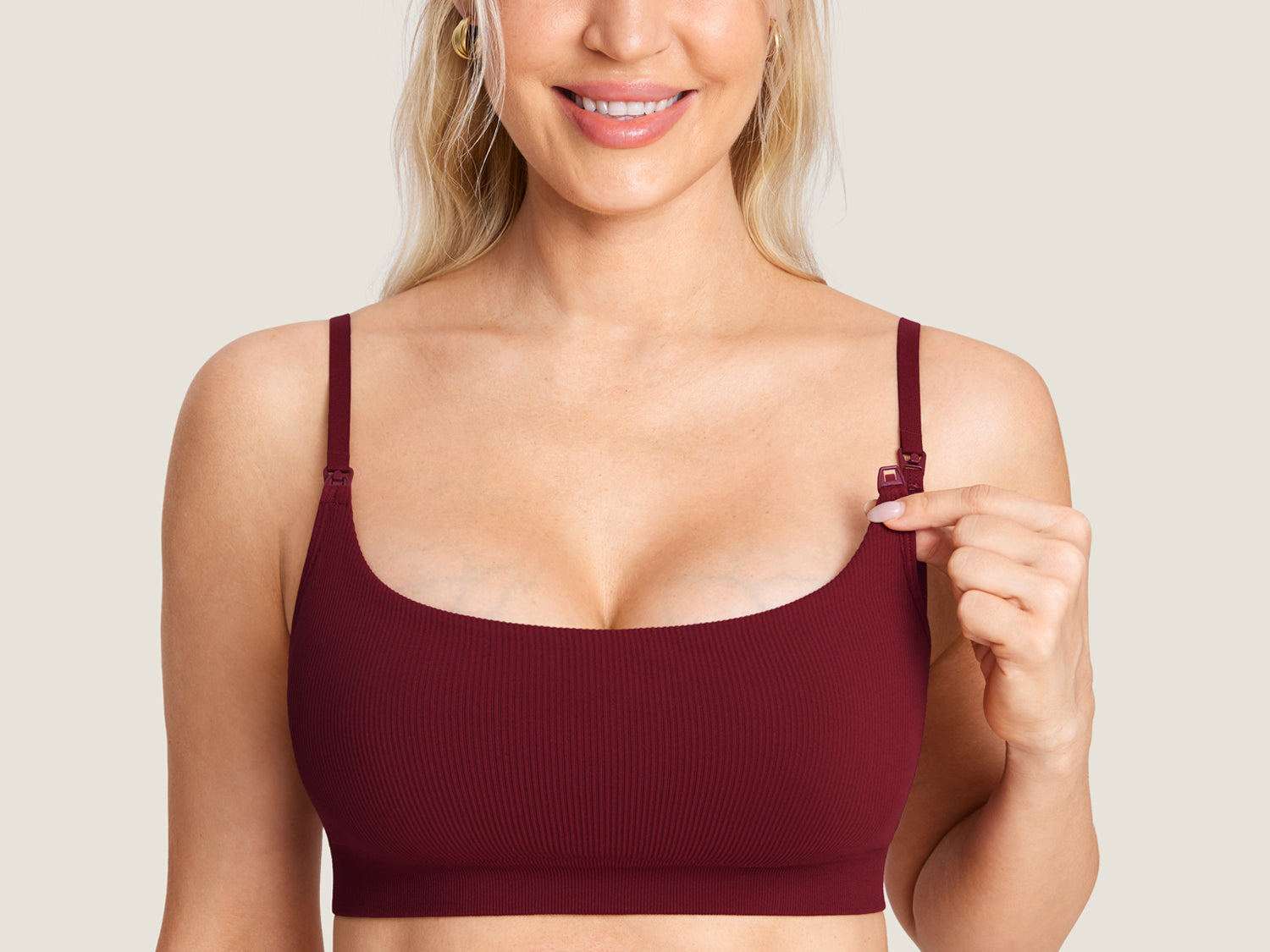 Women's Ribbed Scoop Nursing Bralette Andorra @model_info:MOM1