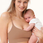 Women's Ribbed Scoop Nursing Bralette Gravel Beige @model_info:ES3