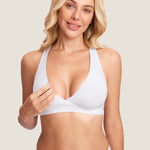 Women's Crossover Racerback Nursing Bra White @model_info:M1