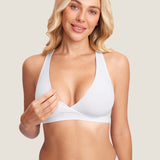 Women's Crossover Racerback Nursing Bra White @model_info:M1