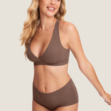 Women's Crossover Racerback Nursing Bra Brown Purple @model_info:M2