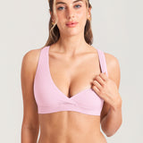 Women's Crossover Racerback Nursing Bra Sweet Pink @model_info:MOM1