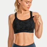 Women's Racerback Front Adjustable Sports Bra Tie Dye Smoke Ink