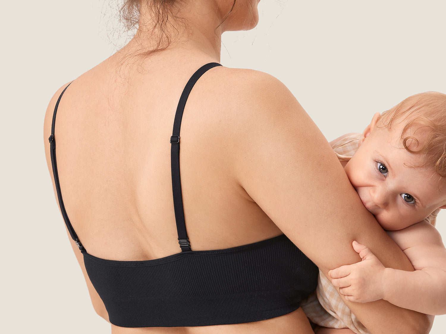 Women's Ribbed Scoop Nursing Bralette Black 2 @model_info:Nursing