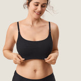 Women's Ribbed Scoop Nursing Bralette Black 2 @model_info:Nursing