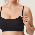Women's Ribbed Scoop Nursing Bralette Black 2 @model_info:Nursing