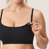 Women's Ribbed Scoop Nursing Bralette Black 2 @model_info:Nursing