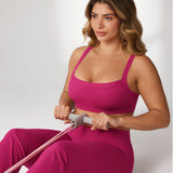 Women's Hugcurve Adjustable Square Workout Bra Rose Magenta