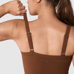 Women's Hugcurve Adjustable Longline Workout Bra Mocha Cocoa