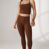 Women's Hugcurve Adjustable Longline Workout Bra Mocha Cocoa