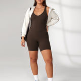 Women's Hugcurve V Neck Workout Romper Black