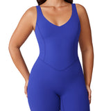 Women's Hugcurve V Neck Workout Romper Clay Brown